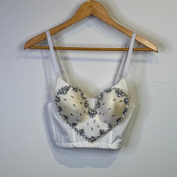 White Bustier with Rhinestones - Picture 4 of 5